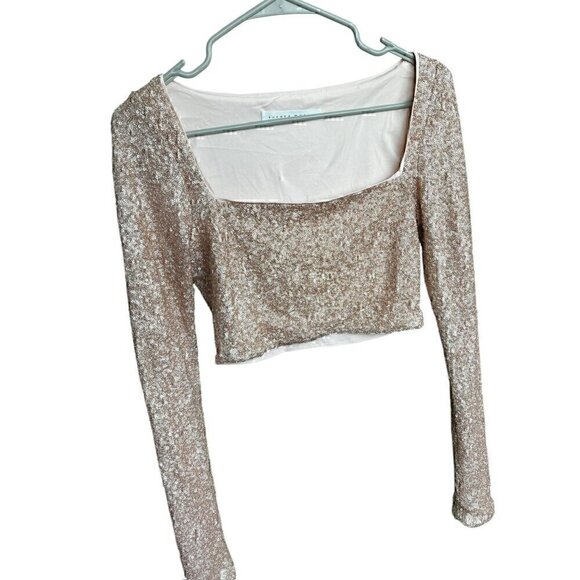 Susana Monaco Sequin Long Sleeve Crop Top, Taylor Swift Era, SM - Picture 6 of 9